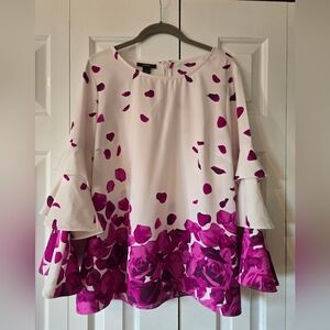 Alfani Pink and White Floral Blouse Size L